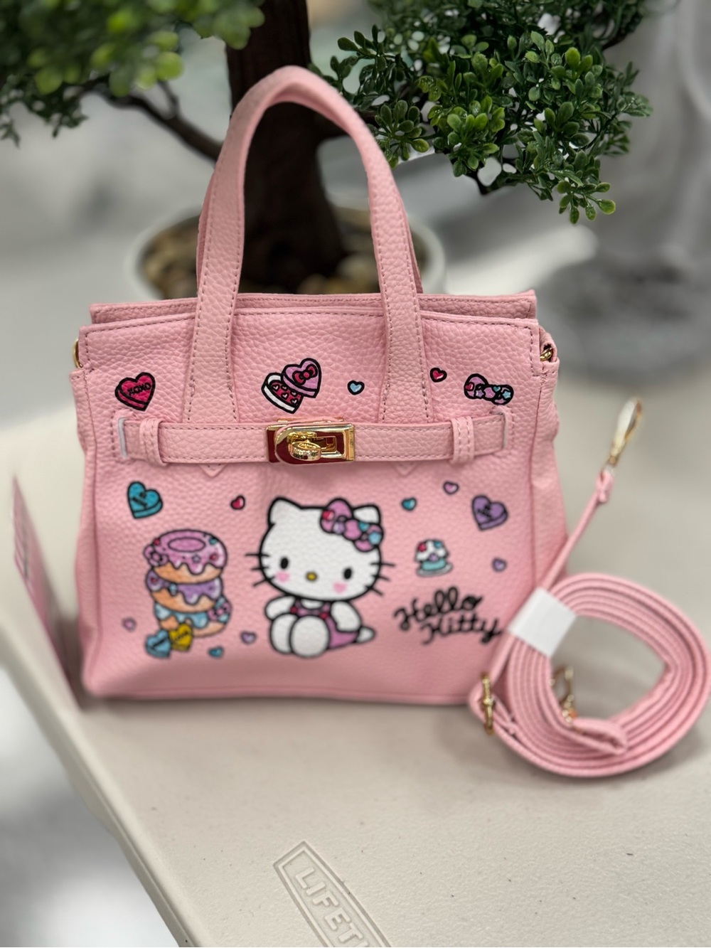 Hello Kitty Pink Mini Tote Bag with Crossbody Strap